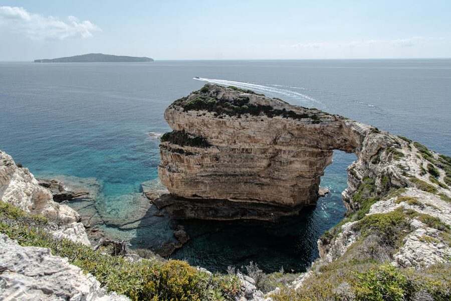 Paxos rock arch formation coastline