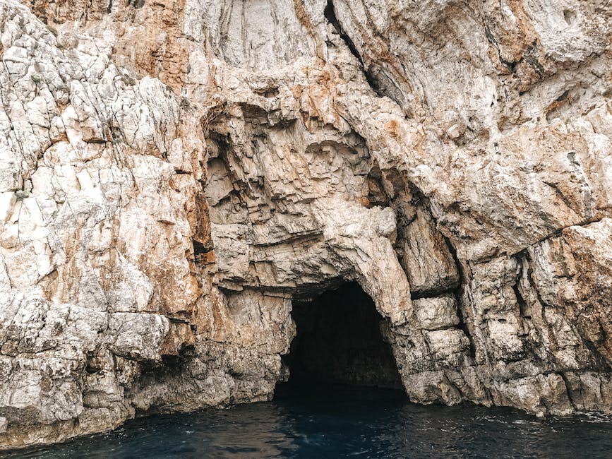 Sea cave entrance Gaios Greece