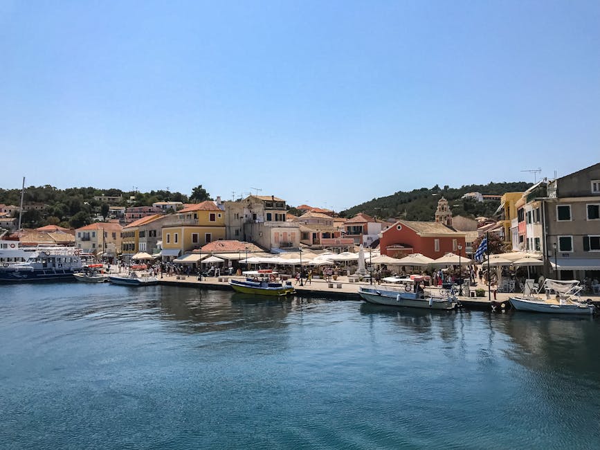 Paxos village waterfront buildings