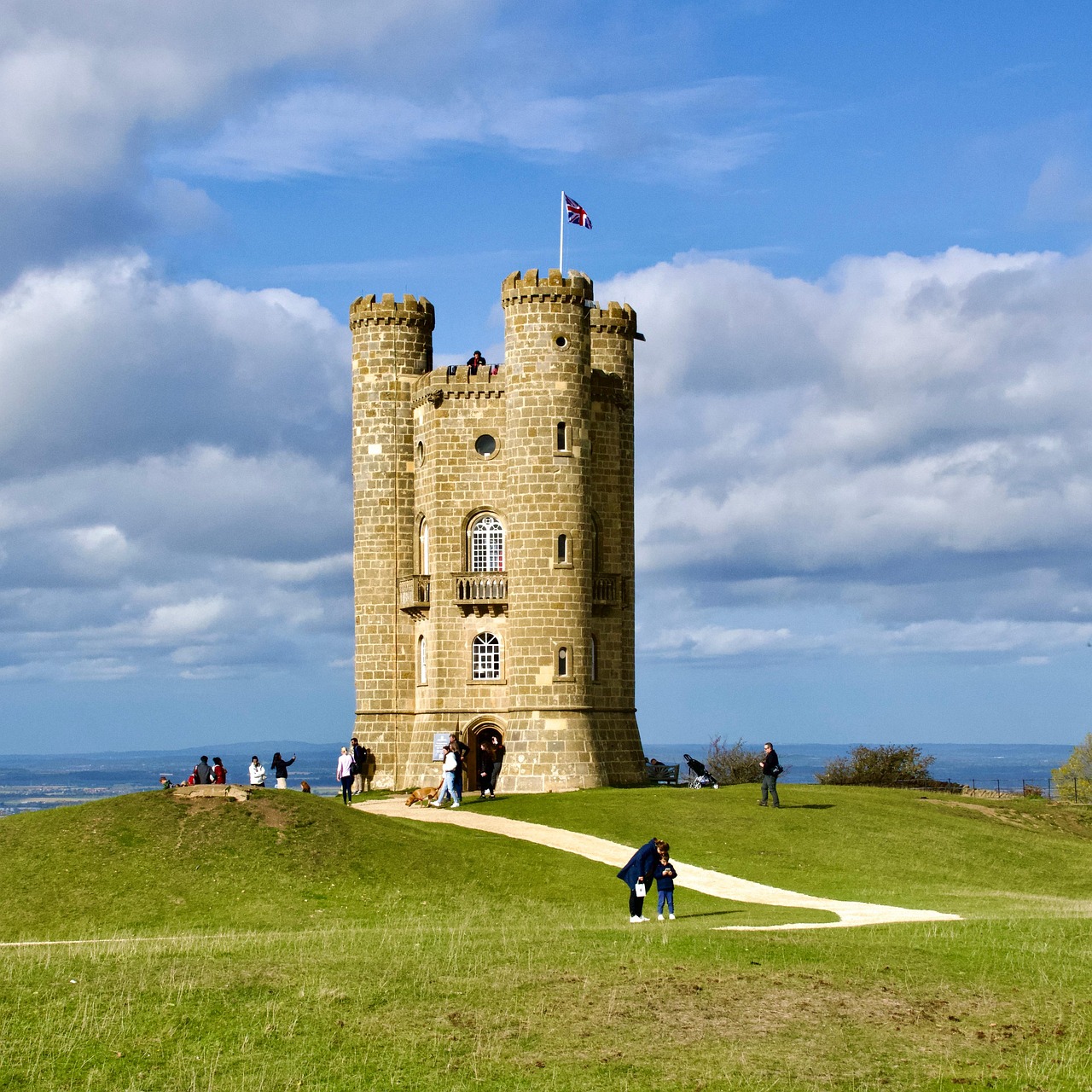 Broadway Tower standing on a hilltop in the Cotswolds