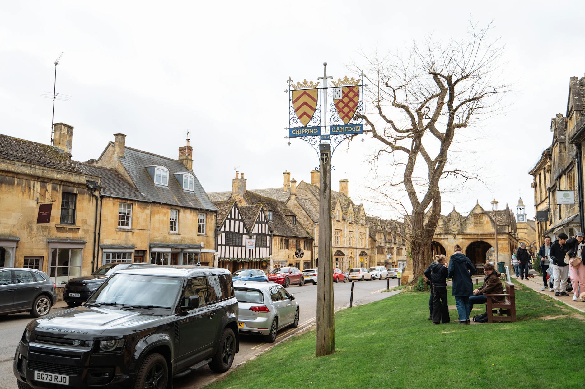 Historic street with stone buildings in Chipping Campden Cotswolds