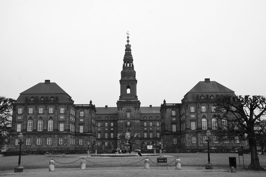 Christiansborg Castle tower in Copenhagen Denmark