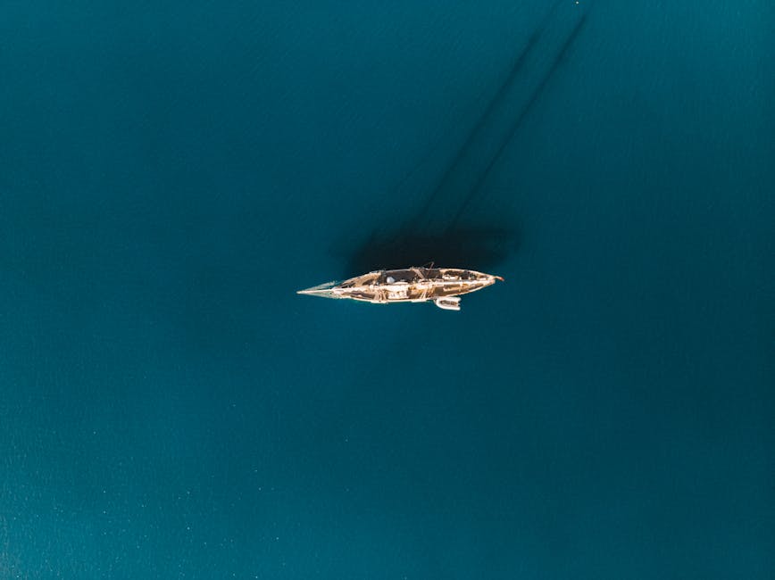 Sailboat on Crete blue sea aerial