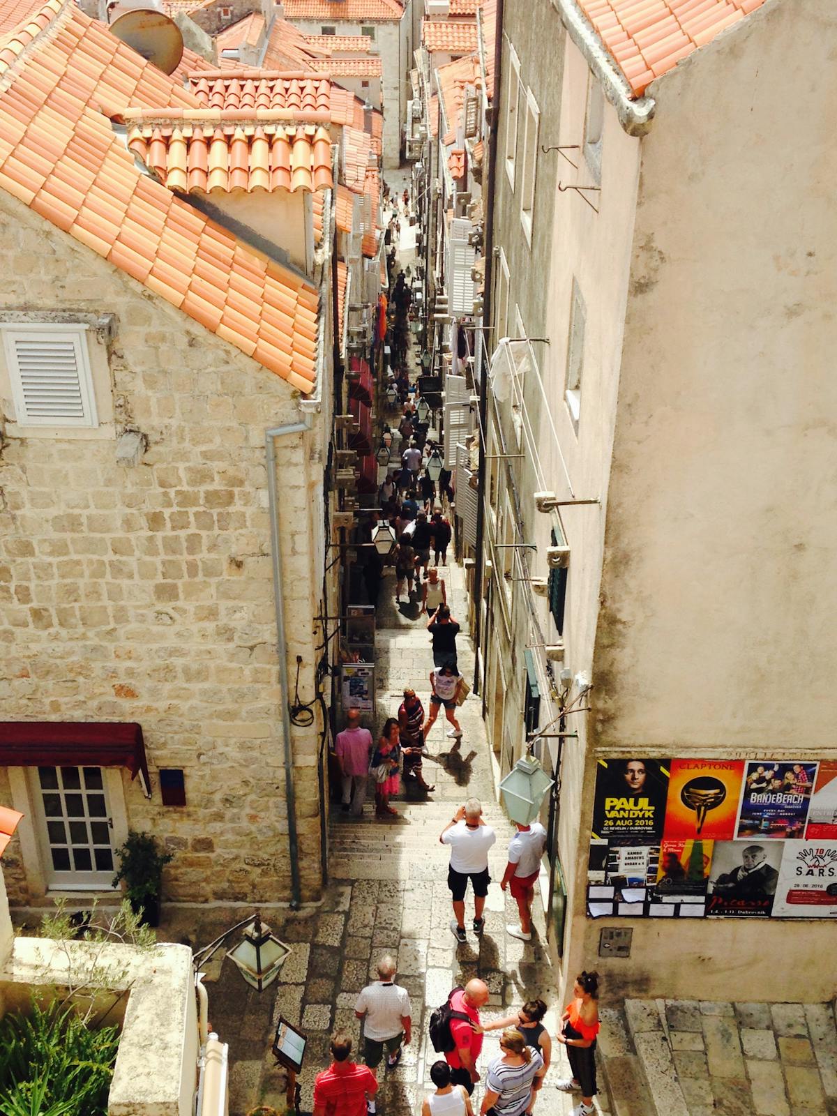 Vibrant narrow street in Dubrovnik with historic architecture