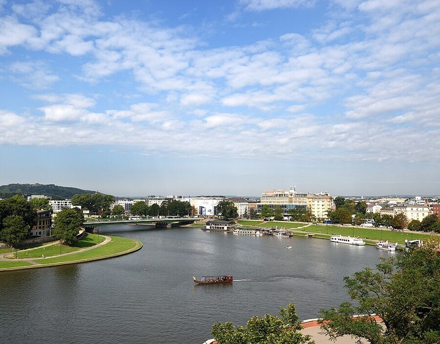 Cruise boat on the Vistula River in Krakow during daytime