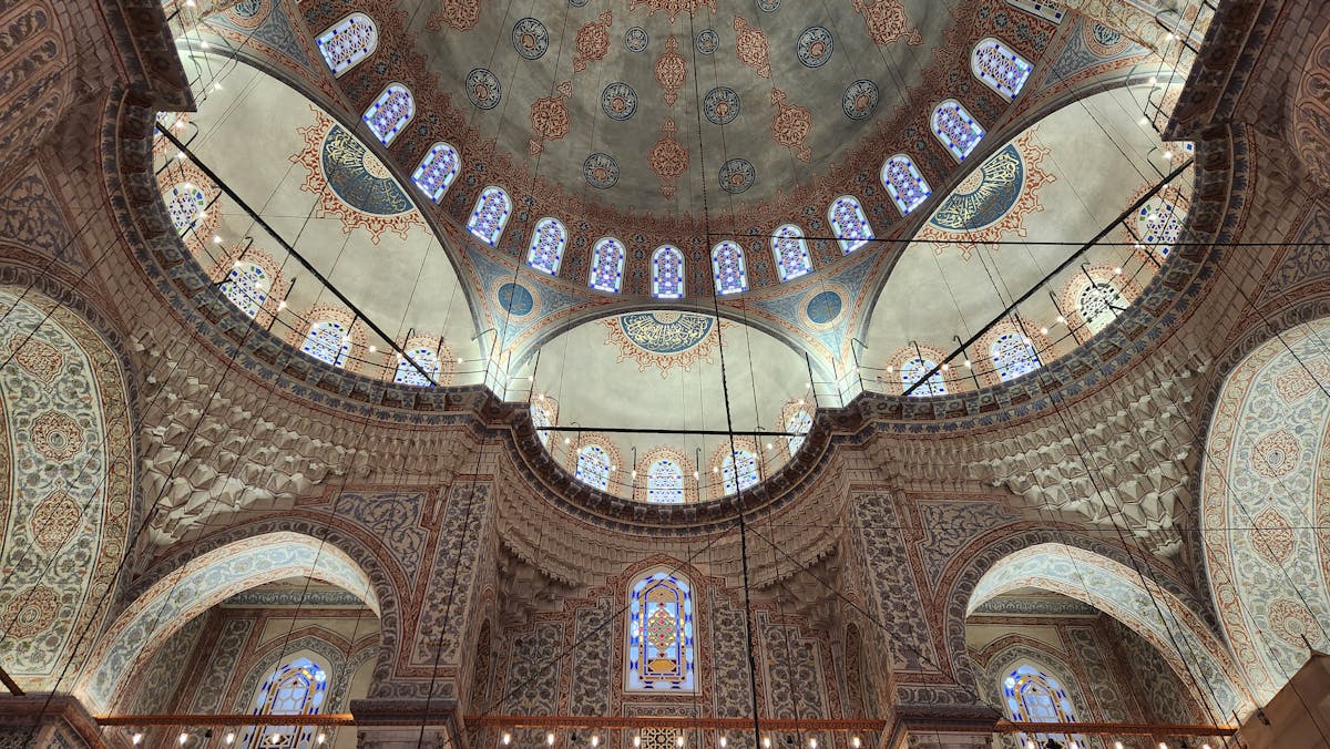 Interior dome of the Sultan Ahmed Mosque in Istanbul
