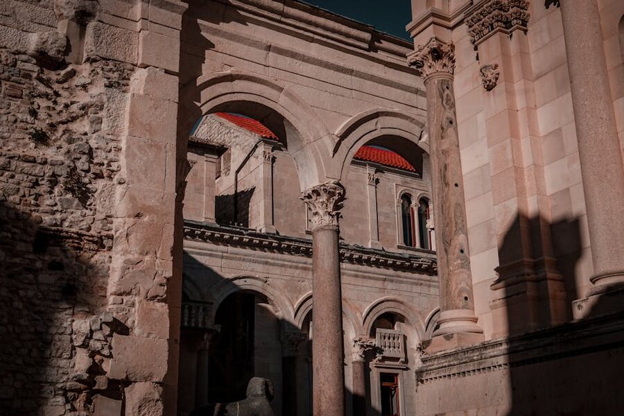 Roman arches and columns Diocletian Palace Split