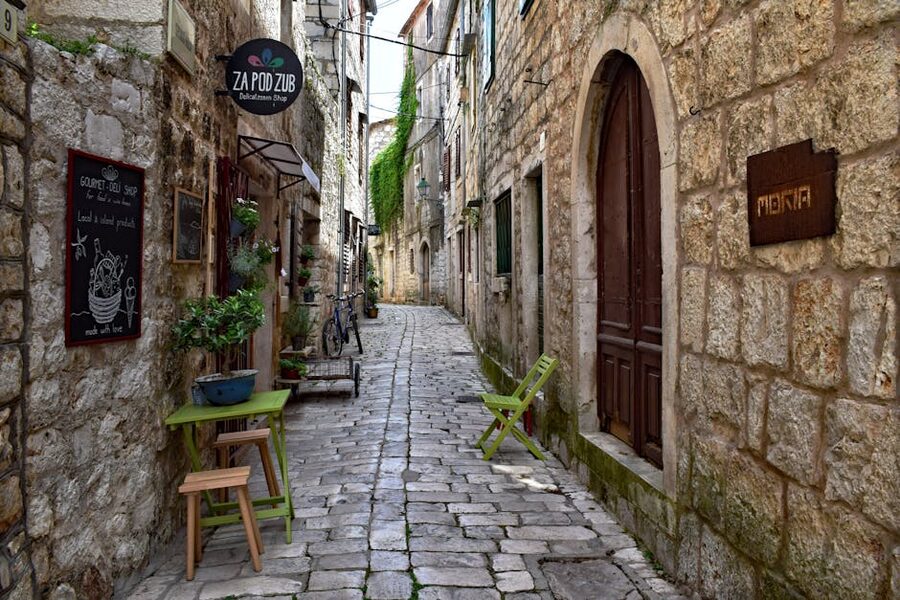 Quaint cobblestone alley Split-Dalmatia Croatia
