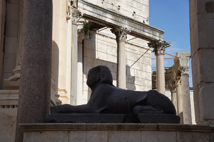 Egyptian sphinx at Peristyle Diocletian Palace Split