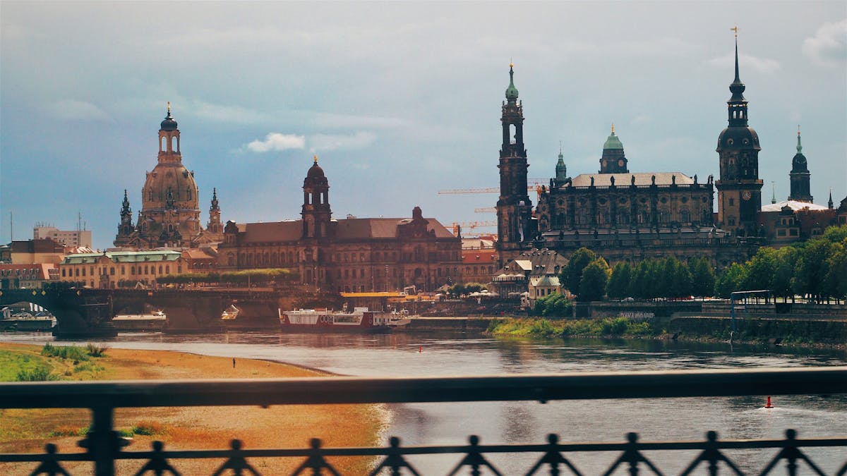 Picturesque historic cityscape of Dresden along the Elbe riverfront