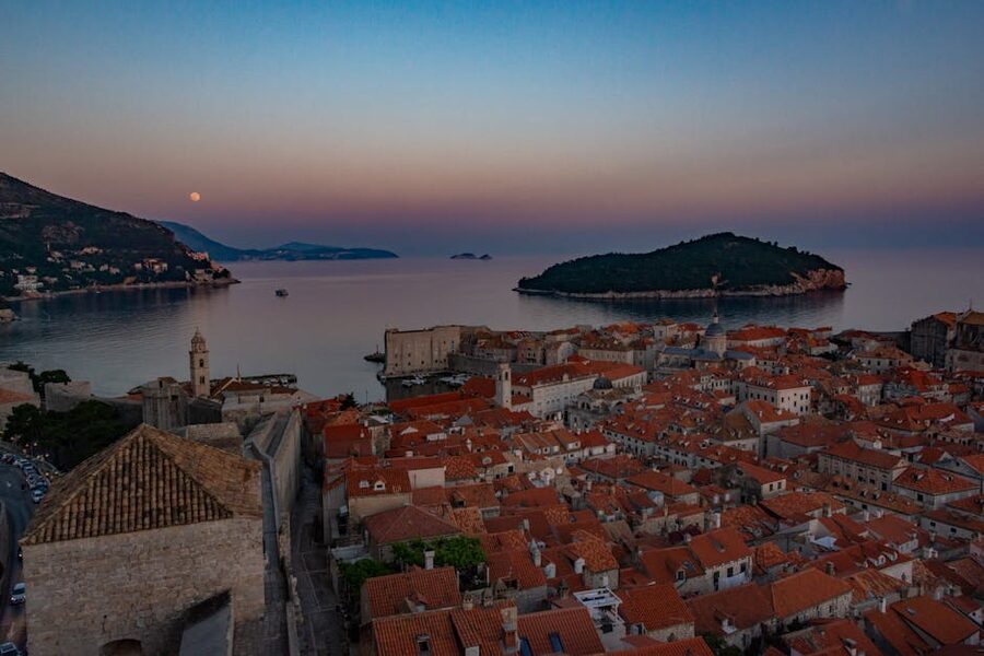 Dubrovnik coastline at sunset