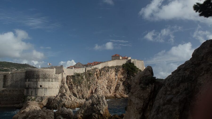 Dubrovnik medieval fortress against sea