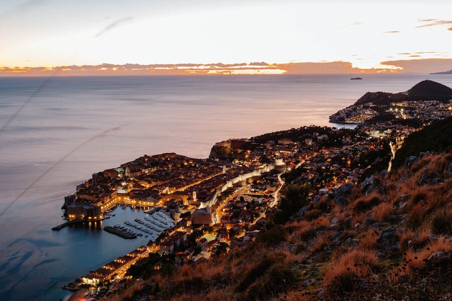Dubrovnik illuminated Old Town twilight