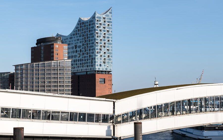 Elbphilharmonie with harbor cityscape