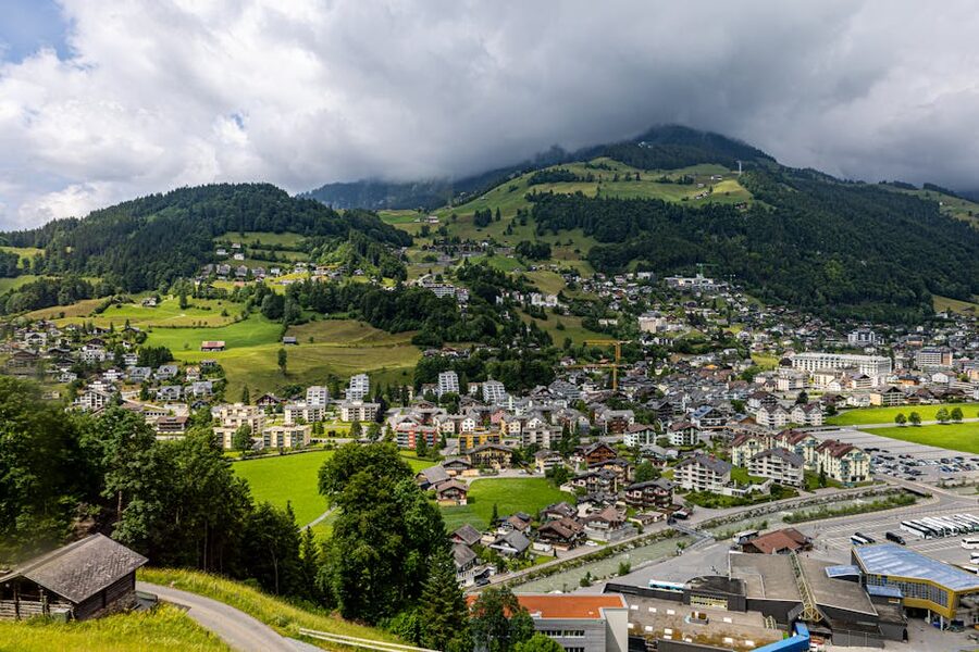 Aerial view of Engelberg Switzerland