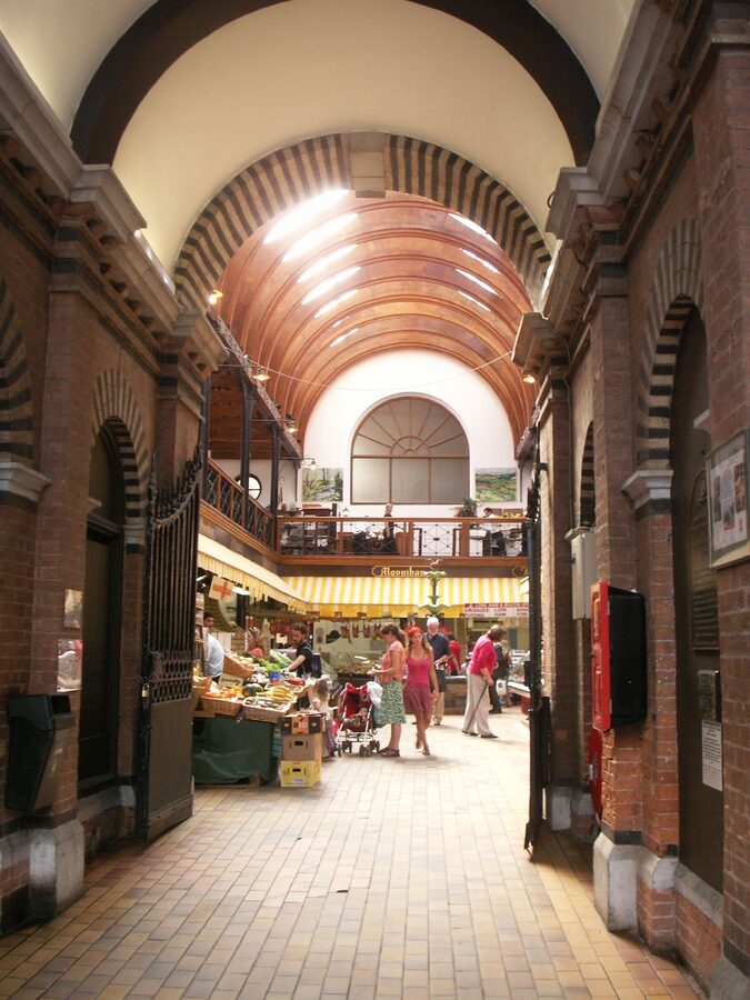 Covered food market interior