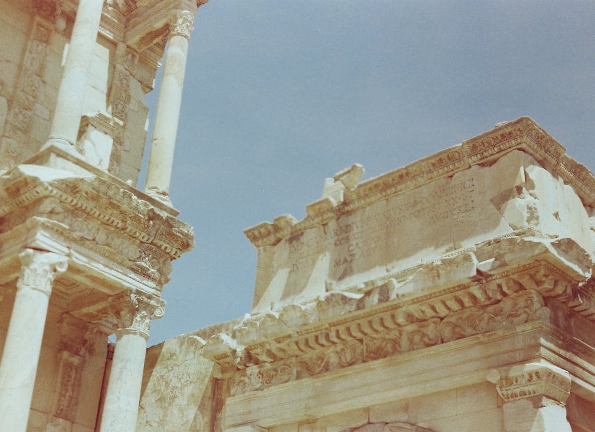 Ephesus ruins in the Izmir province of Turkey with ancient stone structures