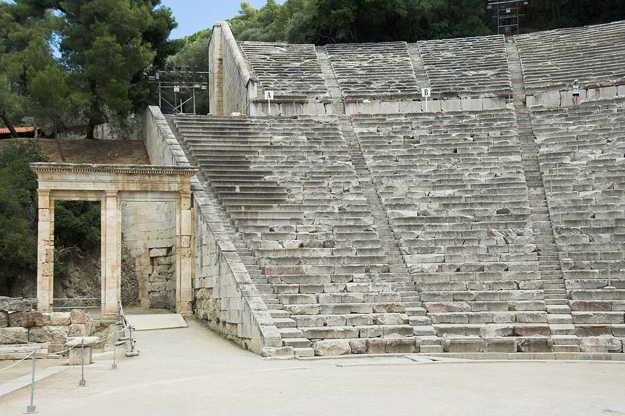 Epidaurus ancient theatre stone seats