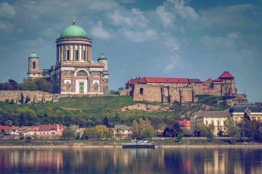 Esztergom Basilica on hilltop overlooking the Danube