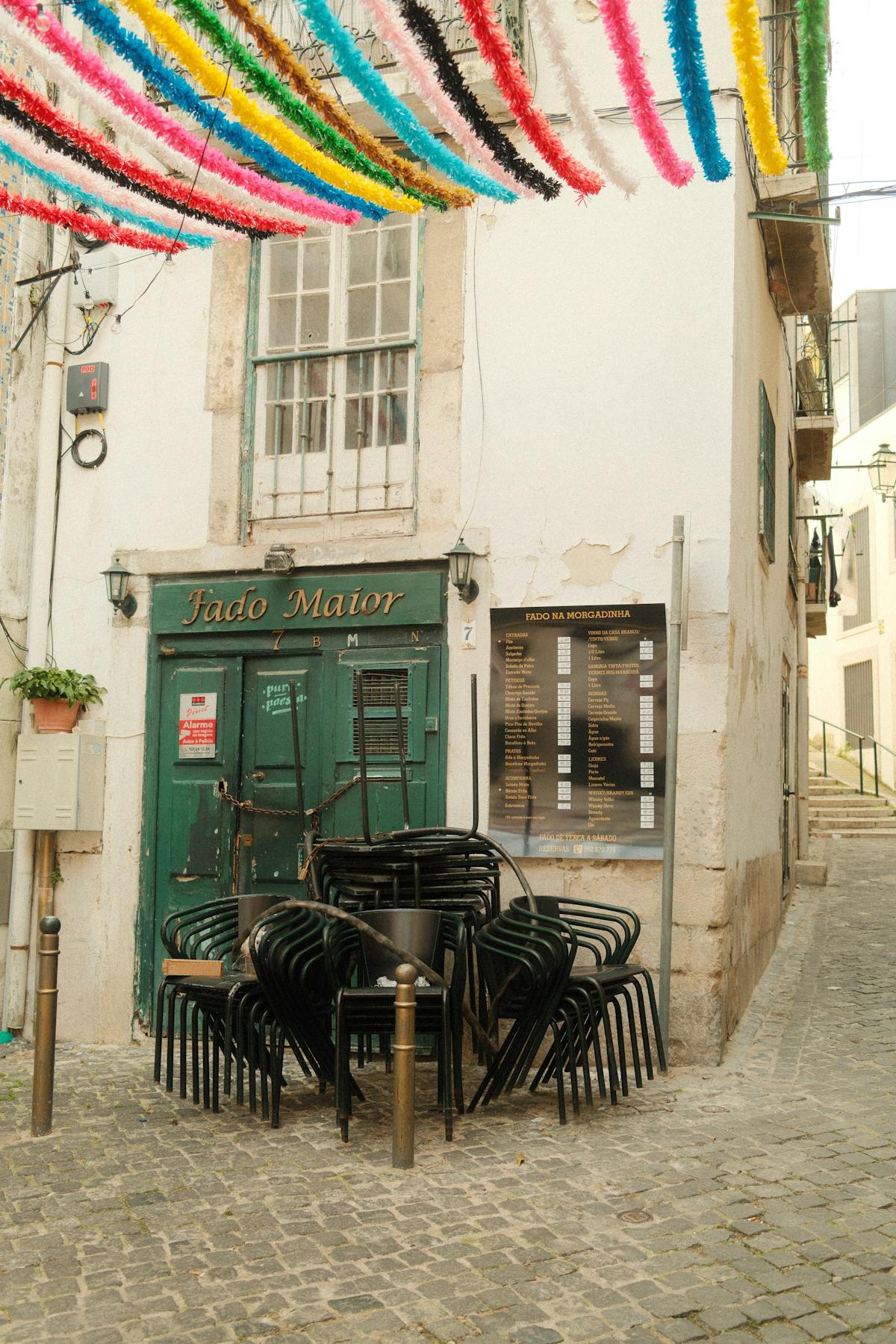 Interior of a traditional fado venue in Lisbon with warm lighting