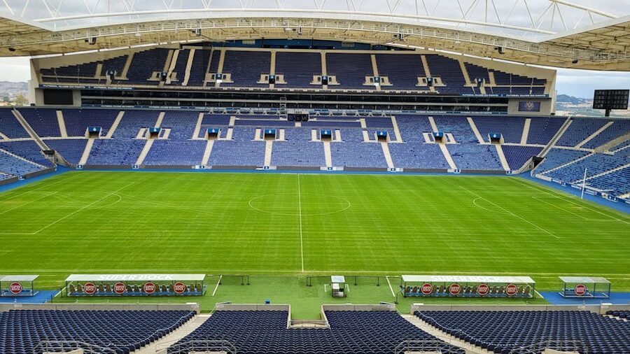 Empty Porto stadium on a clear day