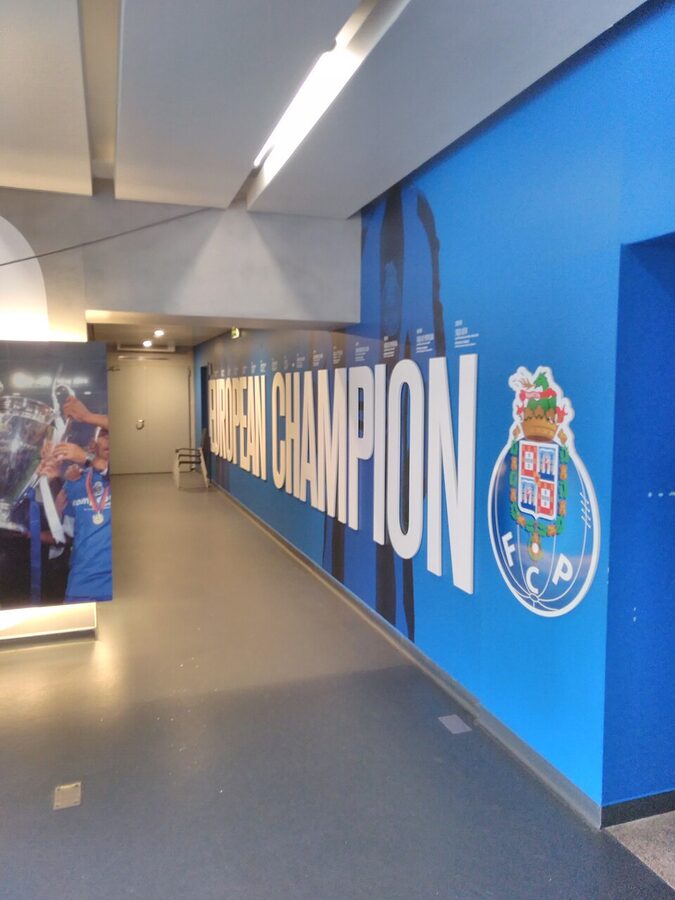 FC Porto European Champion walls leading to pitch