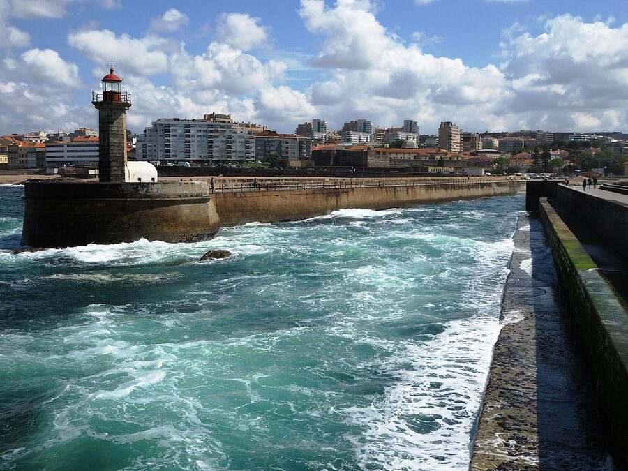 Felgueiras lighthouse on the coast at Foz do Douro Porto