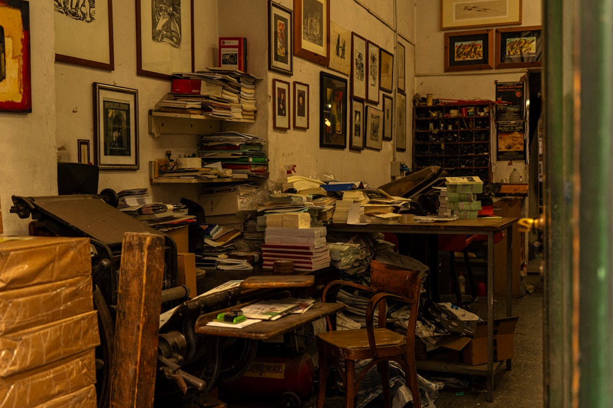 A vintage print shop storefront in the Oltrarno neighborhood of Florence Italy