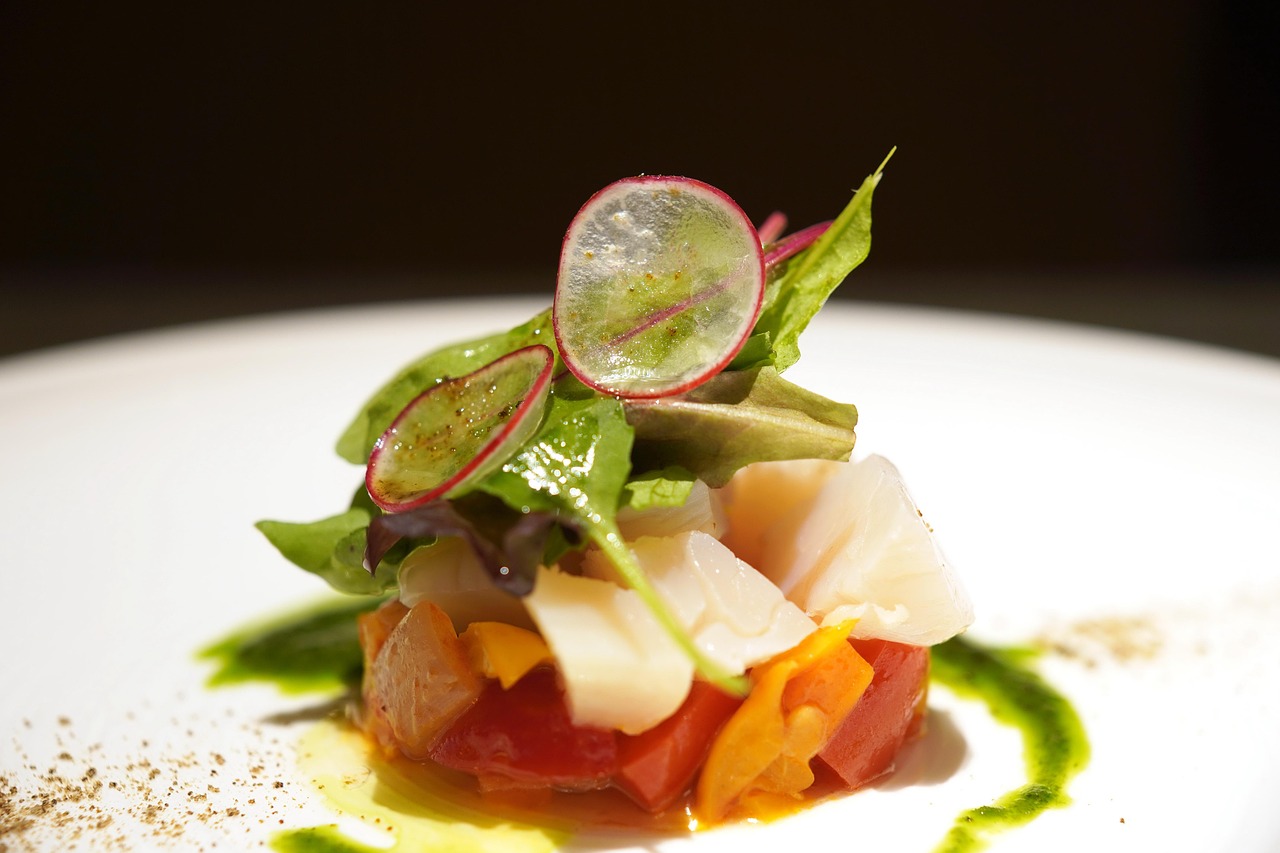 Beautifully arranged ratatouille dish with layered vegetables in a baking dish