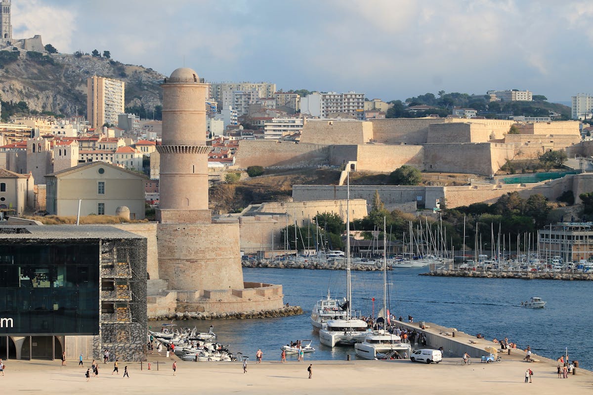 Fort Saint-Jean and the harbour of Marseille on a sunny day