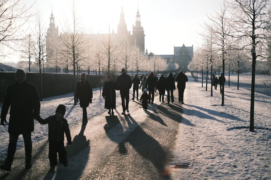 Frederiksborg Castle winter snow path