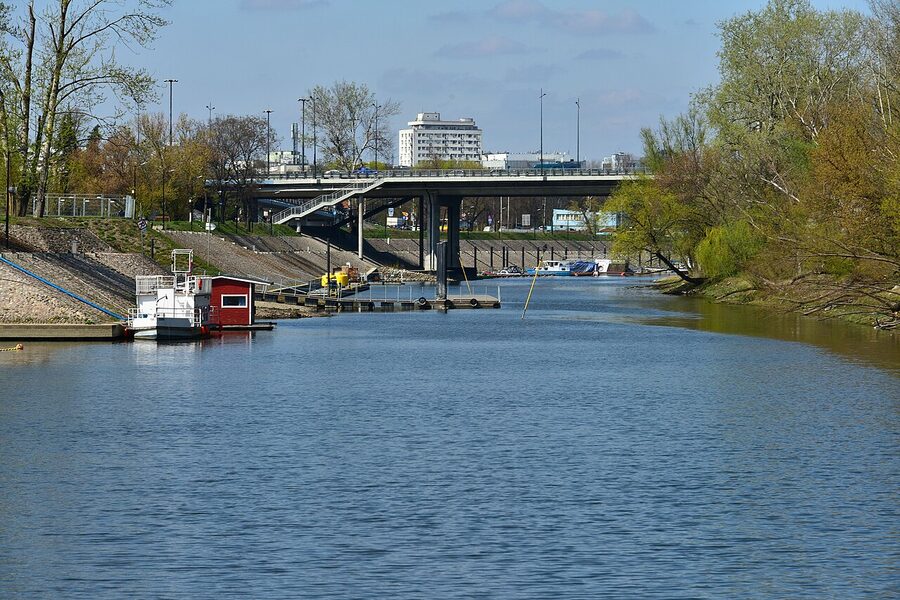 Czerniakowski Port marina in Warsaw with moored boats