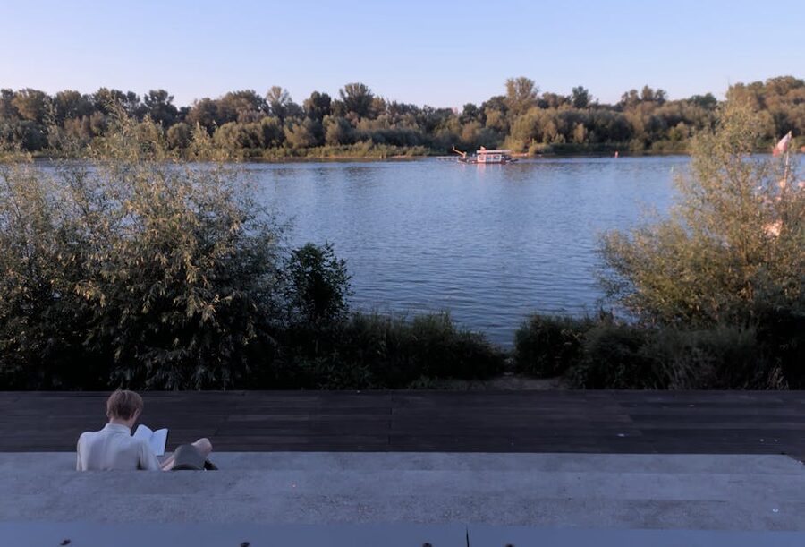 Quiet evening on the Vistula river bank in Warsaw