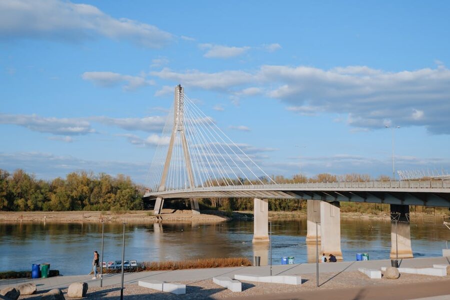 Swietokrzyski bridge spanning the Vistula in Warsaw