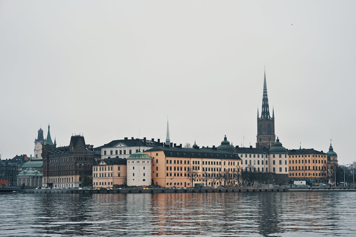 Aerial view of Gamla Stan island Stockholm Sweden