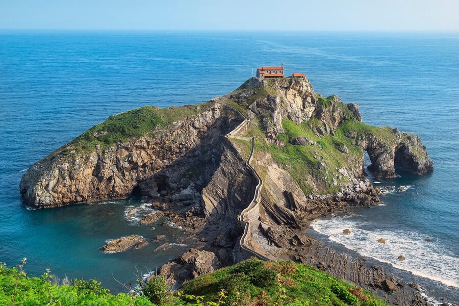 Steep stone steps leading up to the hermitage on San Juan de Gaztelugatxe island