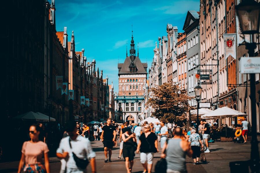 Gdansk old town summer afternoon street scene
