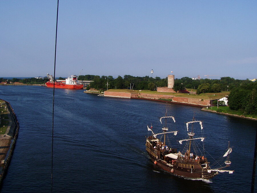 Wisłoujście Fortress on the Vistula seen from the river