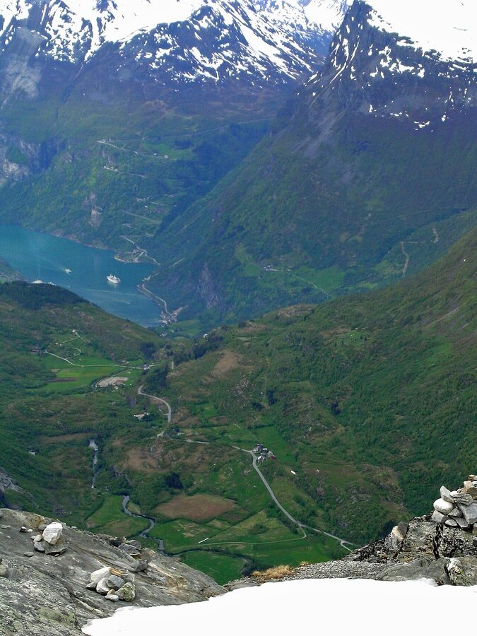 View of Geirangerfjord from Dalsnibba 1500m summit