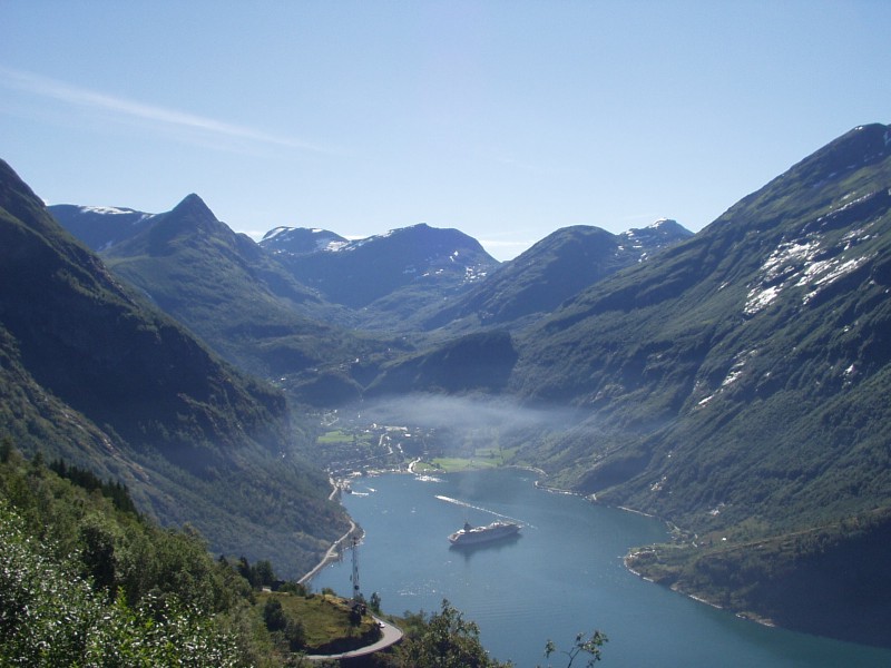 Geirangerfjord viewed from Ornesvingen Eagle Bend