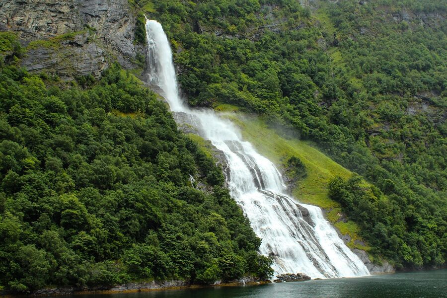 Geirangerfjord landscape with cliffs and water