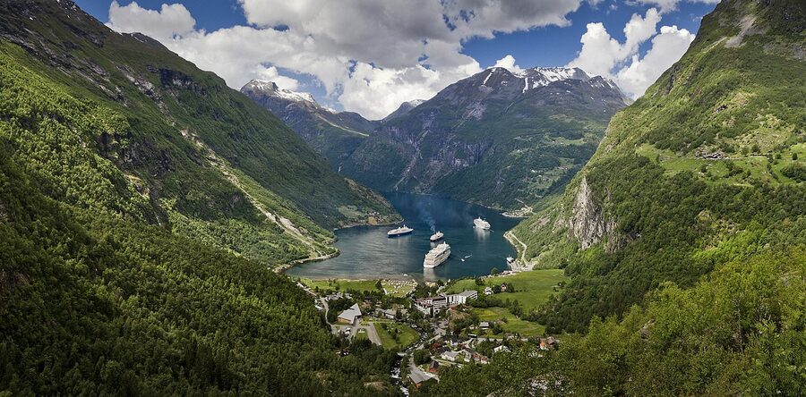 View to Geiranger from Flydalsjuvet viewpoint