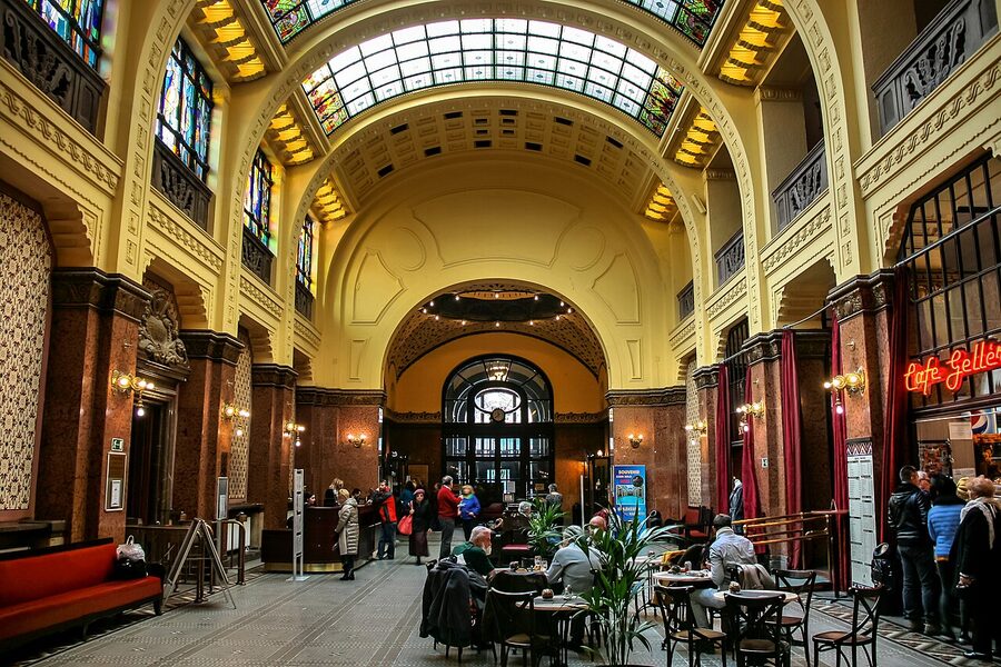 Art Nouveau columns and pools at Gellért Thermal Bath Budapest