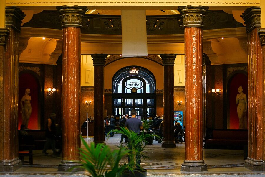 Mosaic and tile detail inside Gellért Thermal Bath