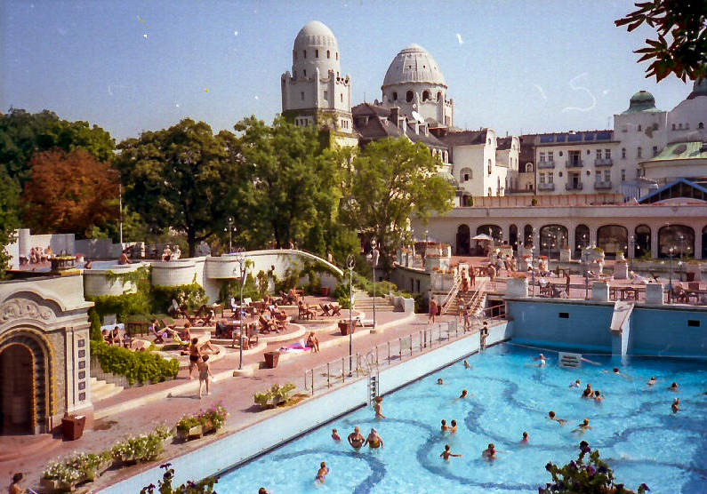 Gellért Spa outdoor swimming pool with classical stone surround
