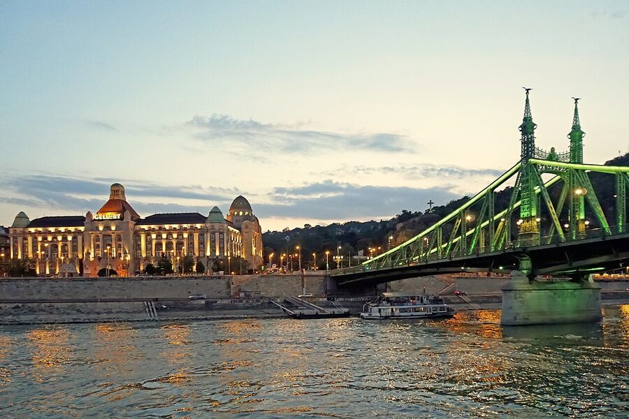 Gellért Spa with Liberty Bridge in Budapest