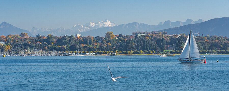 Geneva Lake Geneva Mont Blanc mountain panorama