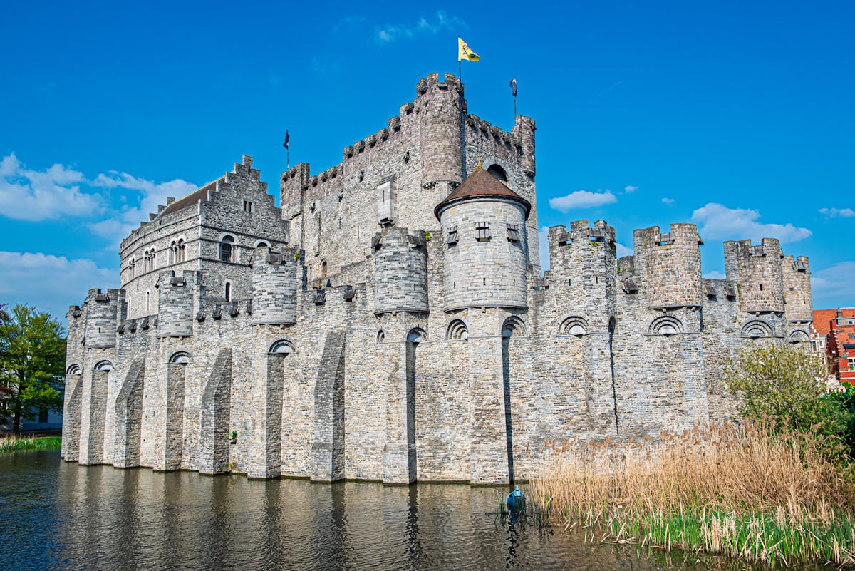 Gravensteen Castle medieval fortress in Ghent Belgium on a sunny day