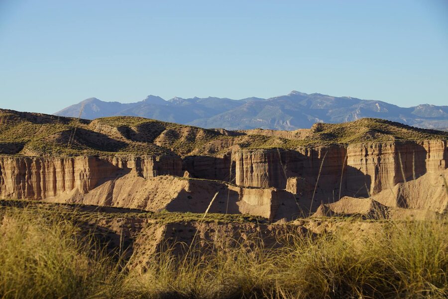 Desert mountains in the Andalusian landscape stretching to the horizon