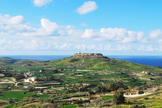 Lighthouse and panoramic seashore view in Gozo Malta